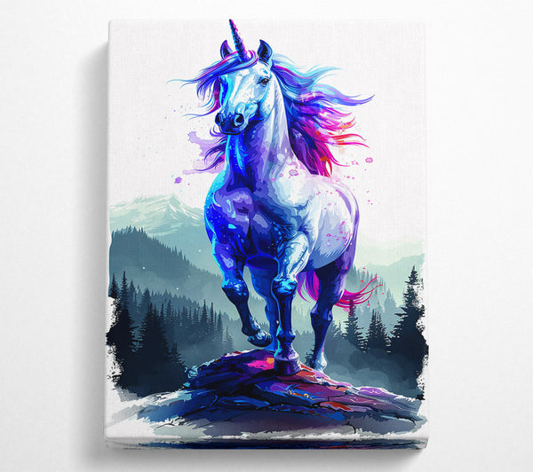  A Canvas Print of Blue Mystical Unicorn Canvas Art