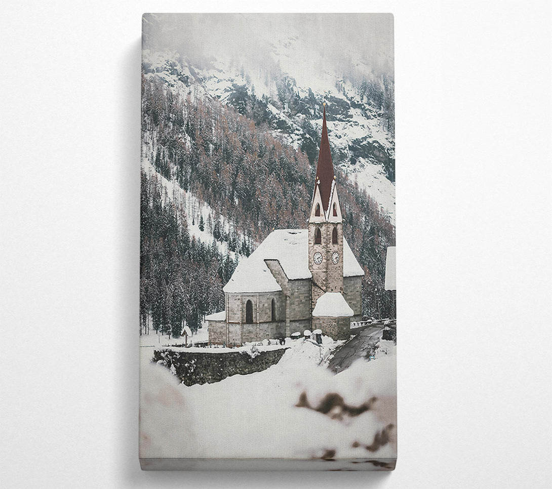  A Canvas Print of Stone Church In White Canvas Print