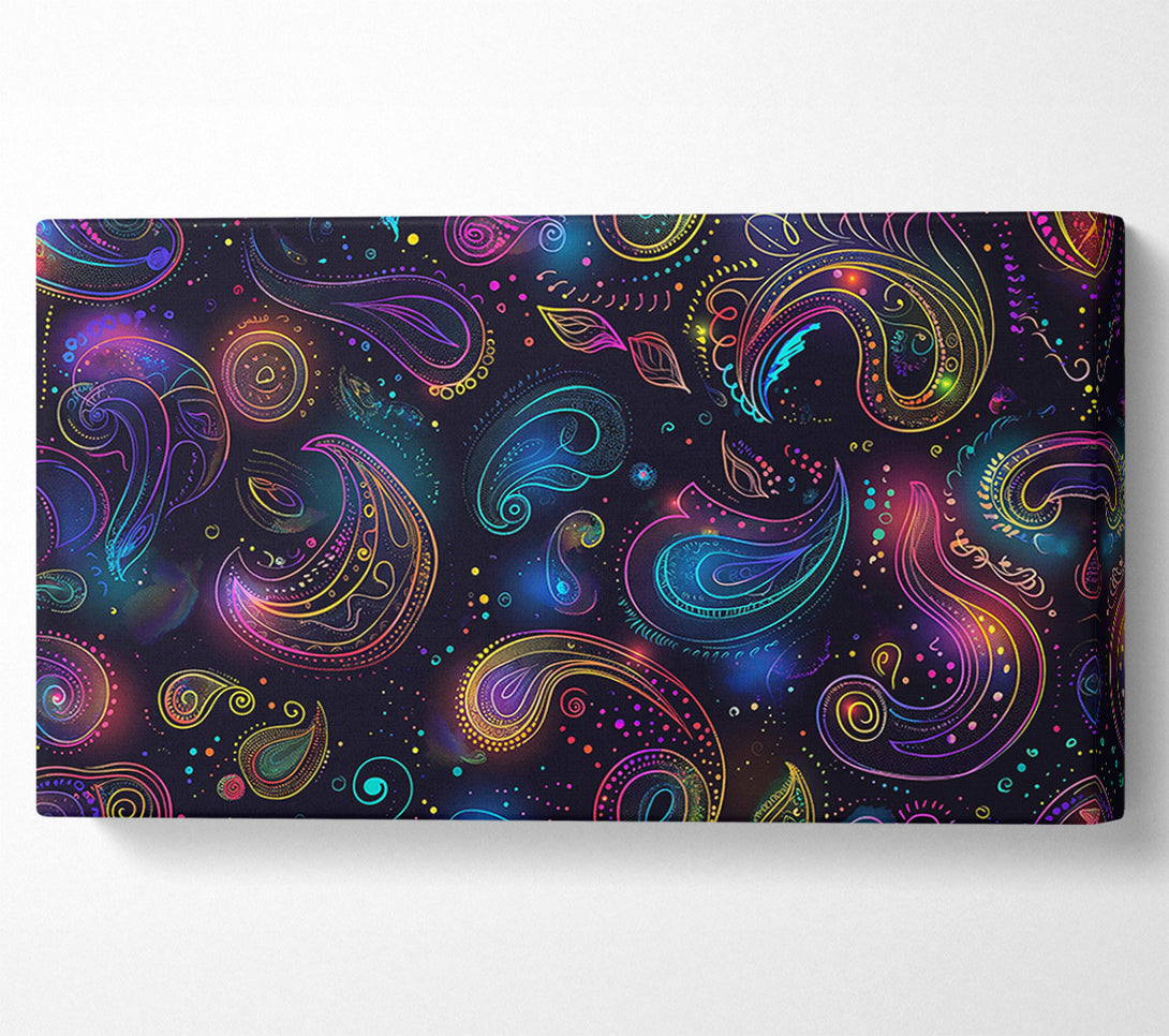  A Canvas Print of Neon Paisley Dreams Canvas Wall Art