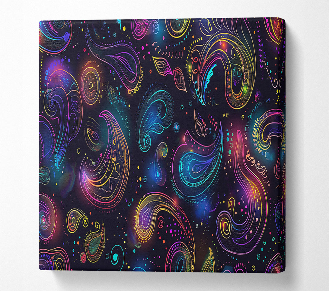  A Canvas Print of Neon Paisley Dreams Canvas Wall Art