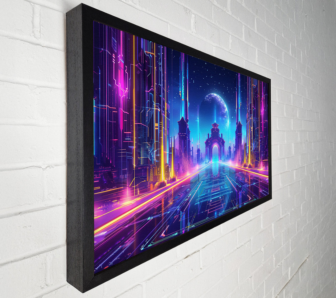  A Canvas Print of Neon Cityscape Gateway Canvas Wall Art