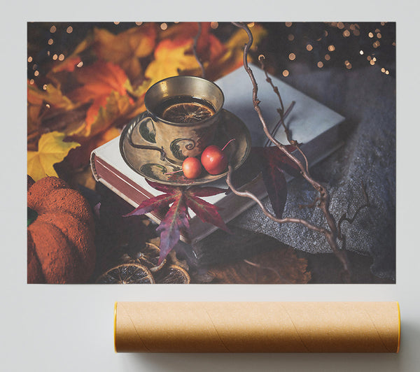 Crimson Autumn Tea Poster