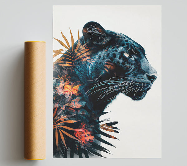 Azure Panther Bloom Poster