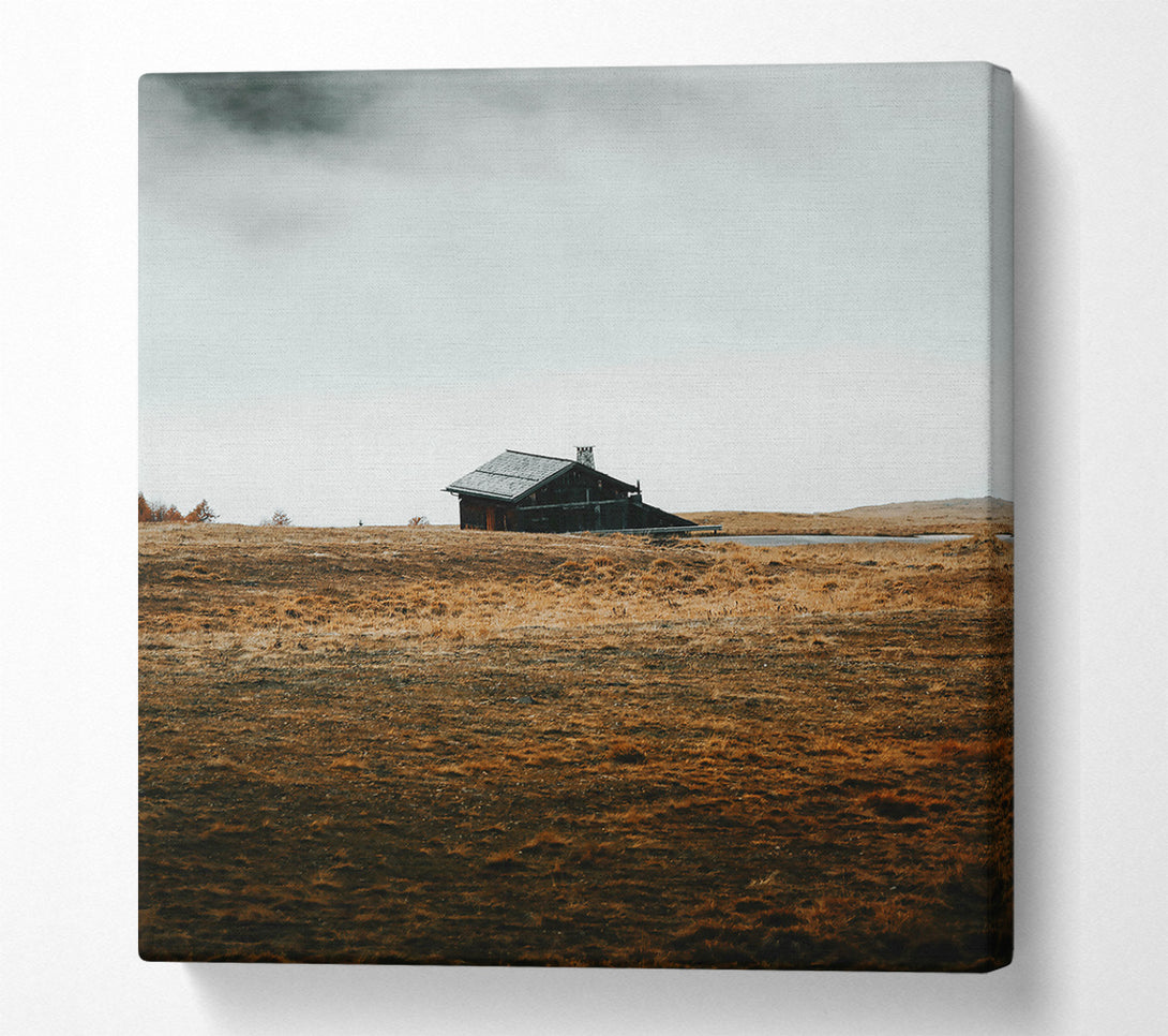  A Canvas Print of Brown Field Cabin Canvas Art