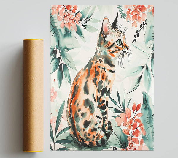 Orange Bengal In Bloom Poster