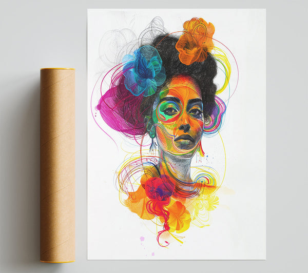 Orange Floral Essence Giclee Print