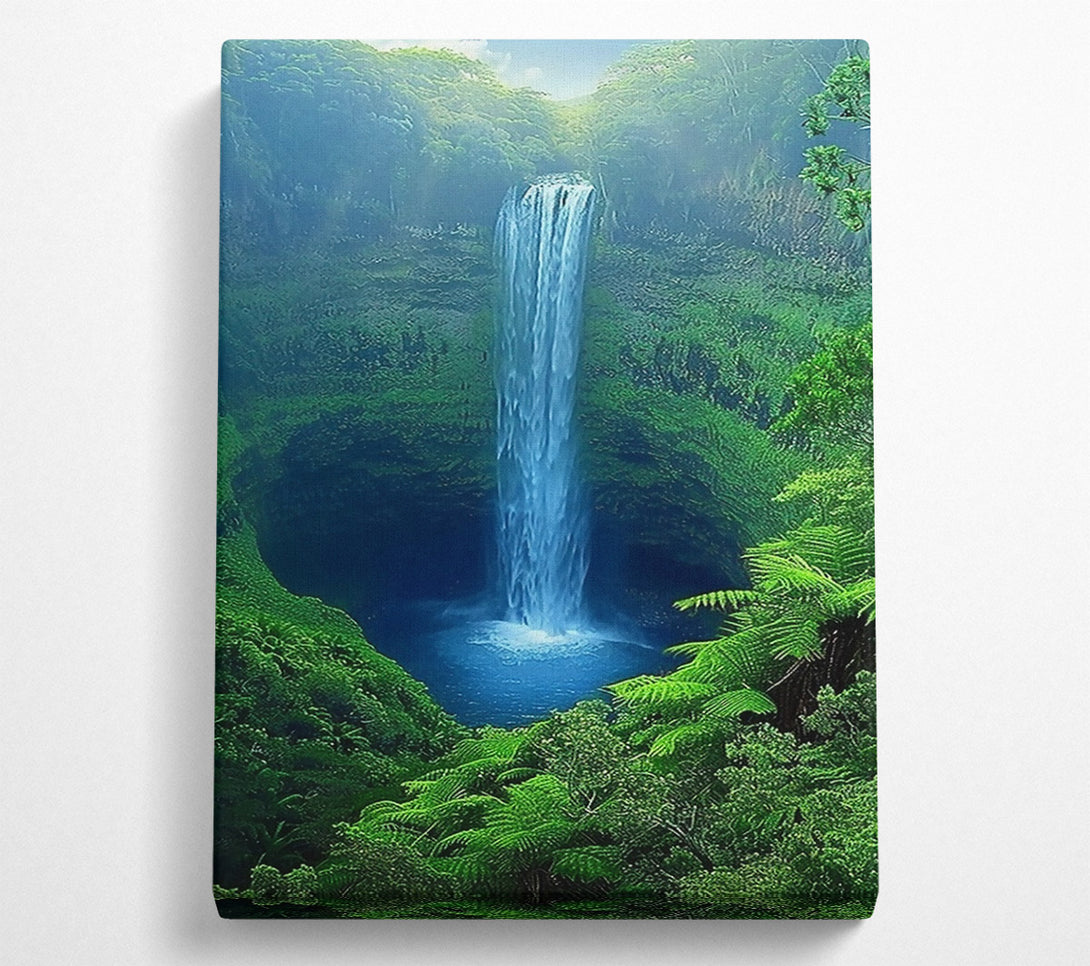  A Canvas Print of Azure Waterfall Dreams Canvas Art