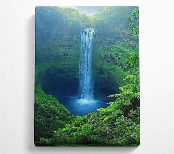  A Canvas Print of Azure Waterfall Dreams Canvas Art
