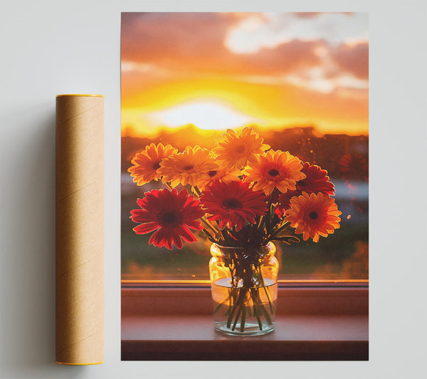 Red Sunset Blooms Print