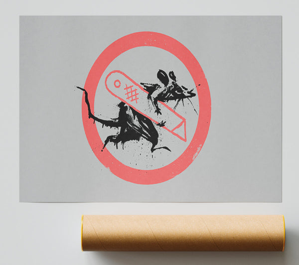 Banksy Grey Knife Rat Giclee Print