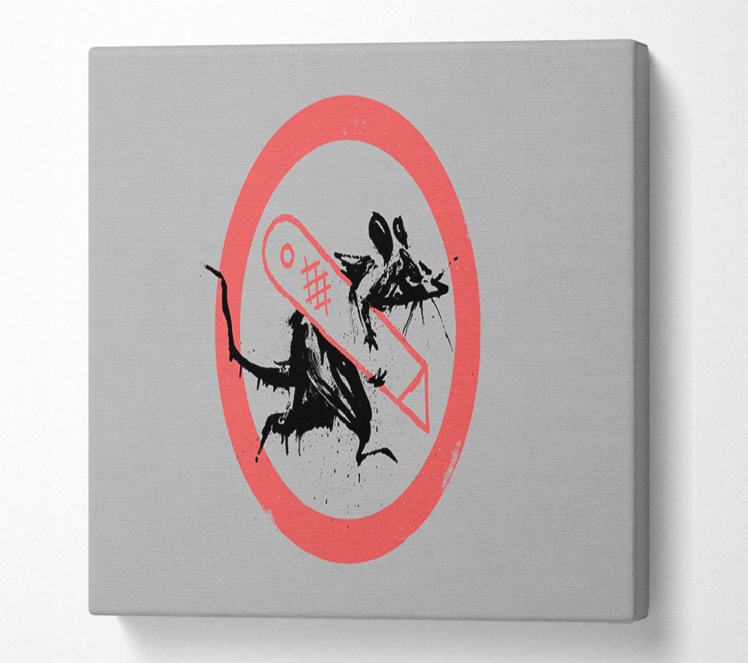  A Canvas Print of Banksy Grey Knife Rat Canvas Print