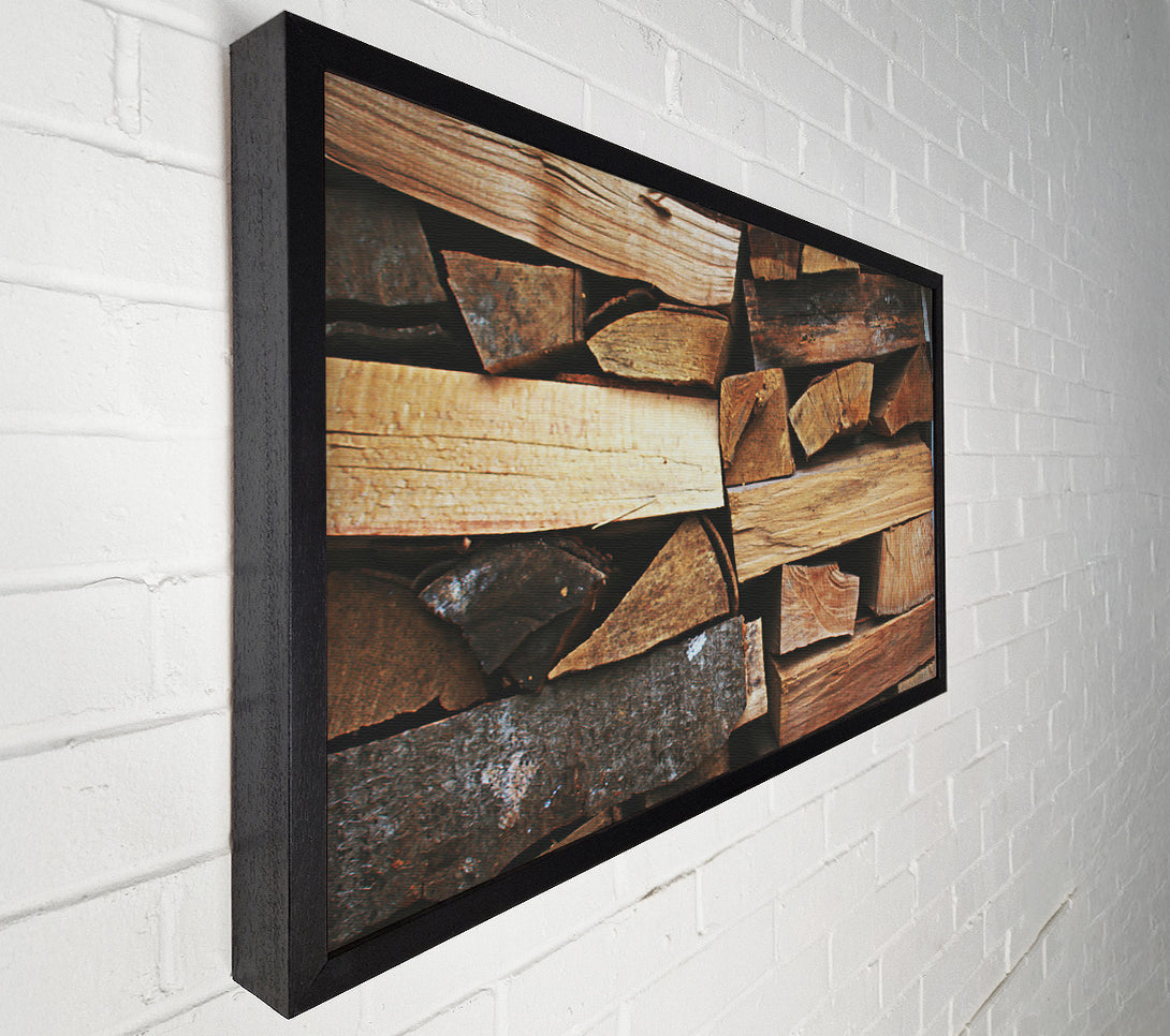  A Canvas Print of Warm Brown Stacked Wood Canvas Art