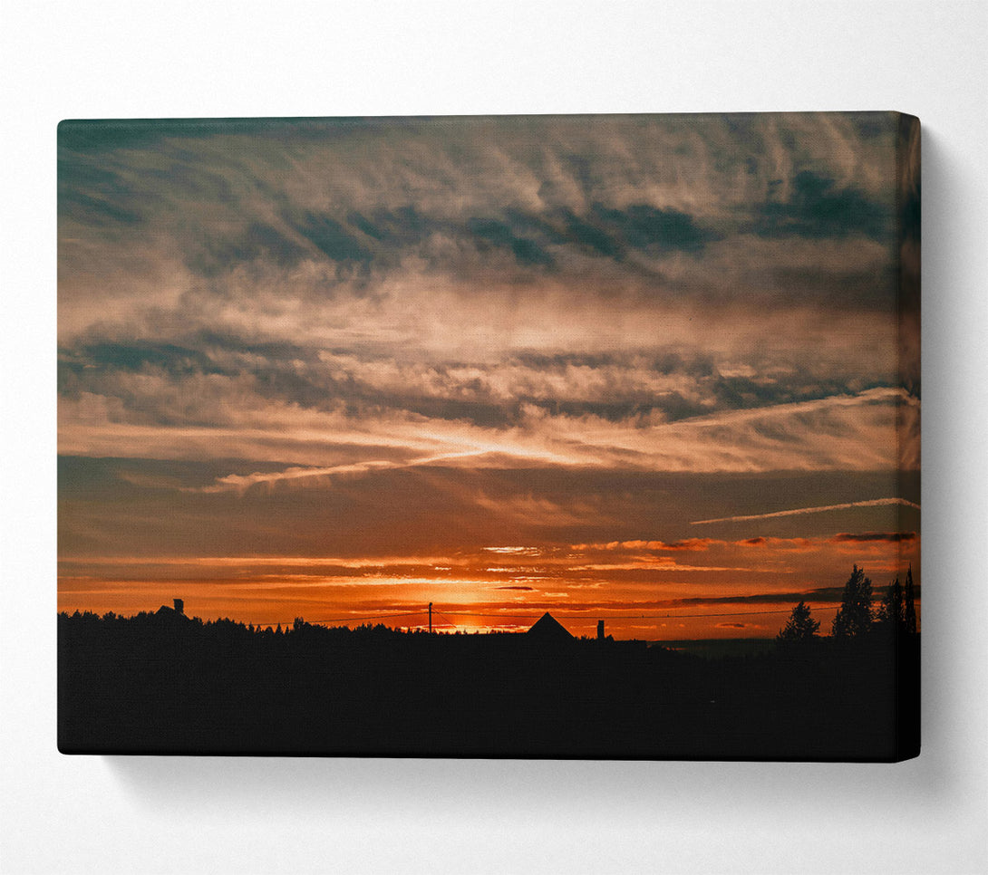  A Canvas Print of Orange Sky Silhouette Canvas Wall Art