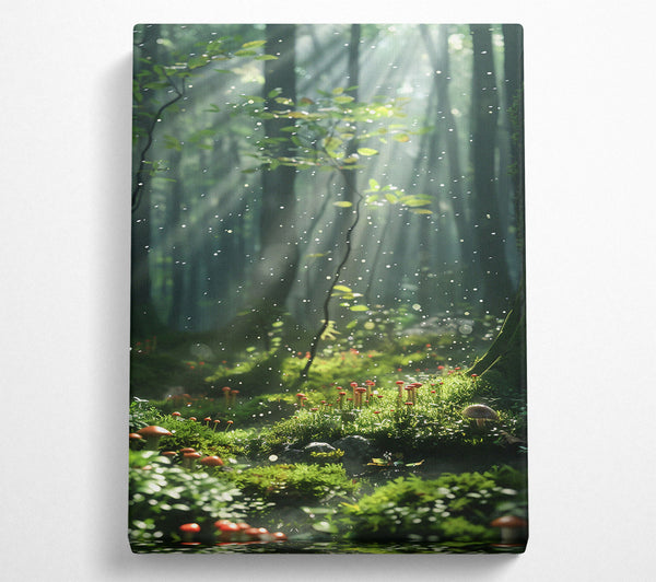  A Canvas Print of Green Forest Sunlight Canvas Wall Art