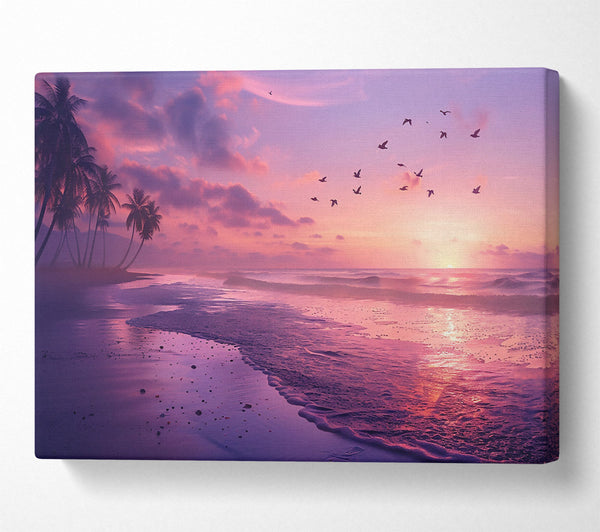  A Canvas Print of Pink Sunset Shore Canvas Wall Art