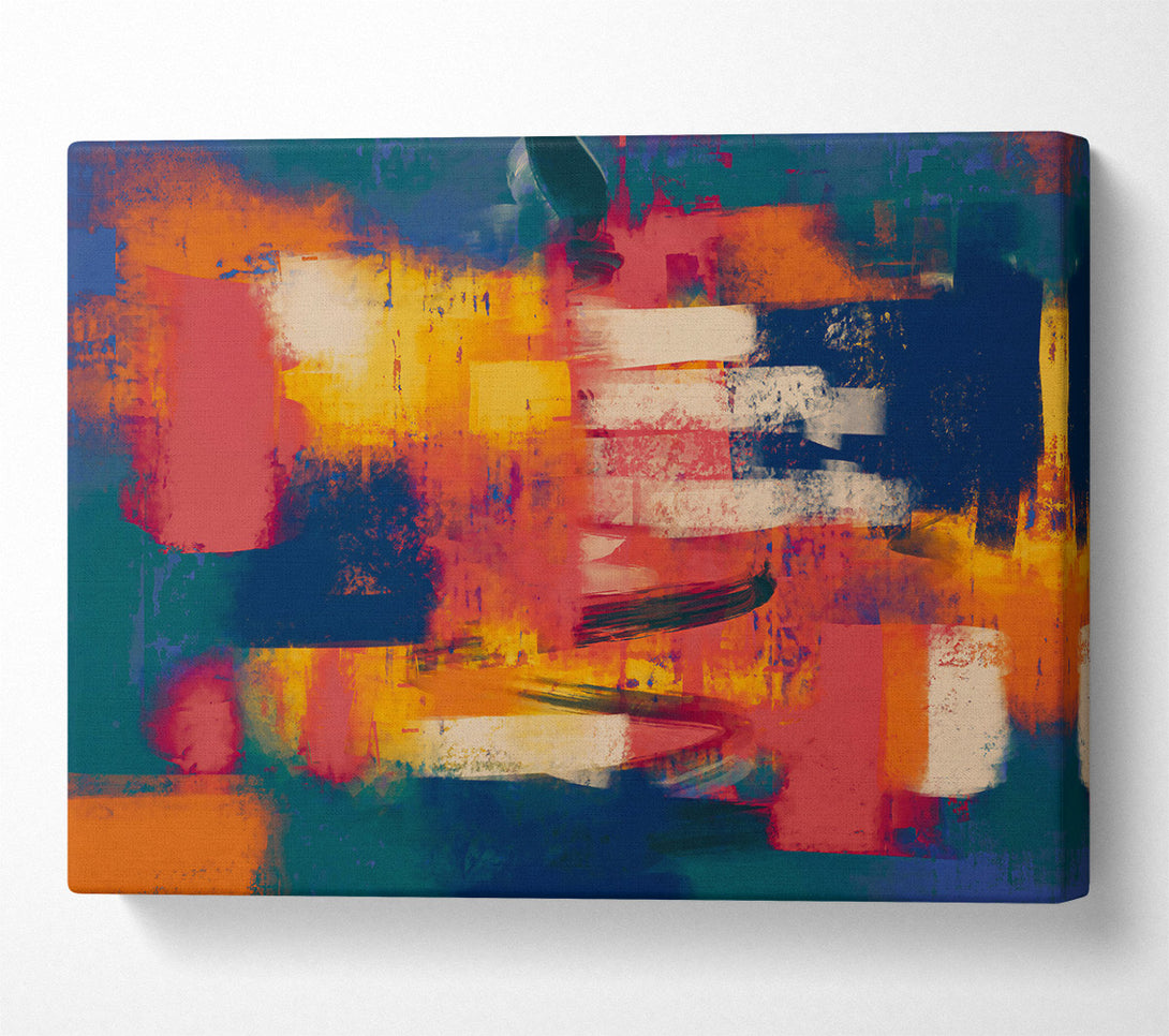  A Canvas Print of Orange Abstract Strokes Canvas Wall Art