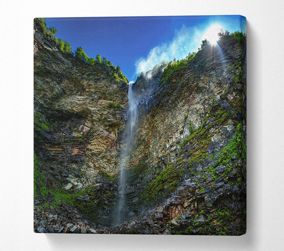 A Canvas Print of Green Waterfall Cascade Canvas Art