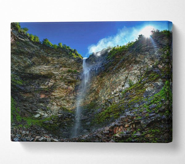  A Canvas Print of Green Waterfall Cascade Canvas Art