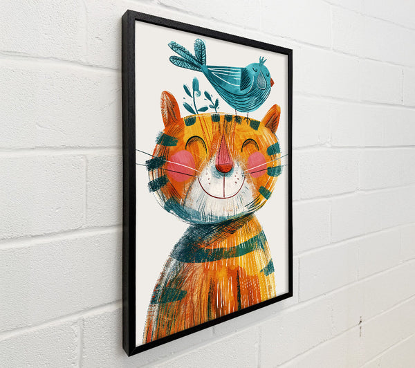 Orange Cat With Bird