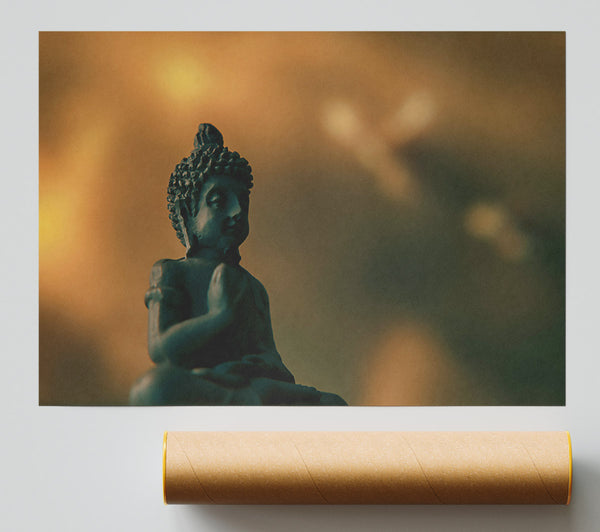 Teal Buddha'S Peace Poster