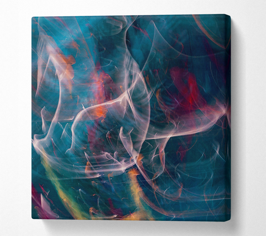  A Canvas Print of Teal Smoke Swirls Canvas Art