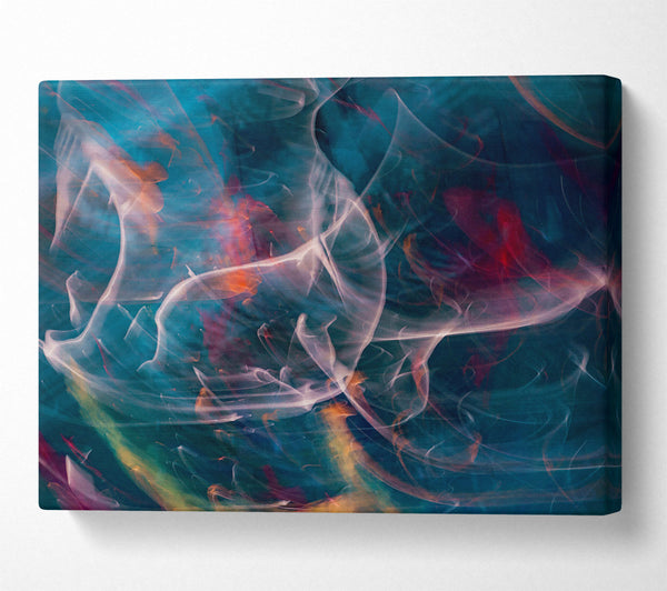  A Canvas Print of Teal Smoke Swirls Canvas Art