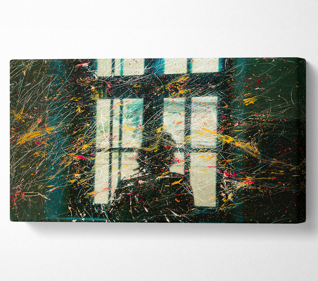  A Canvas Print of Teal Window Streaks Canvas Print