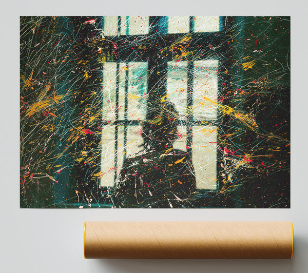 Teal Window Streaks Giclee Print