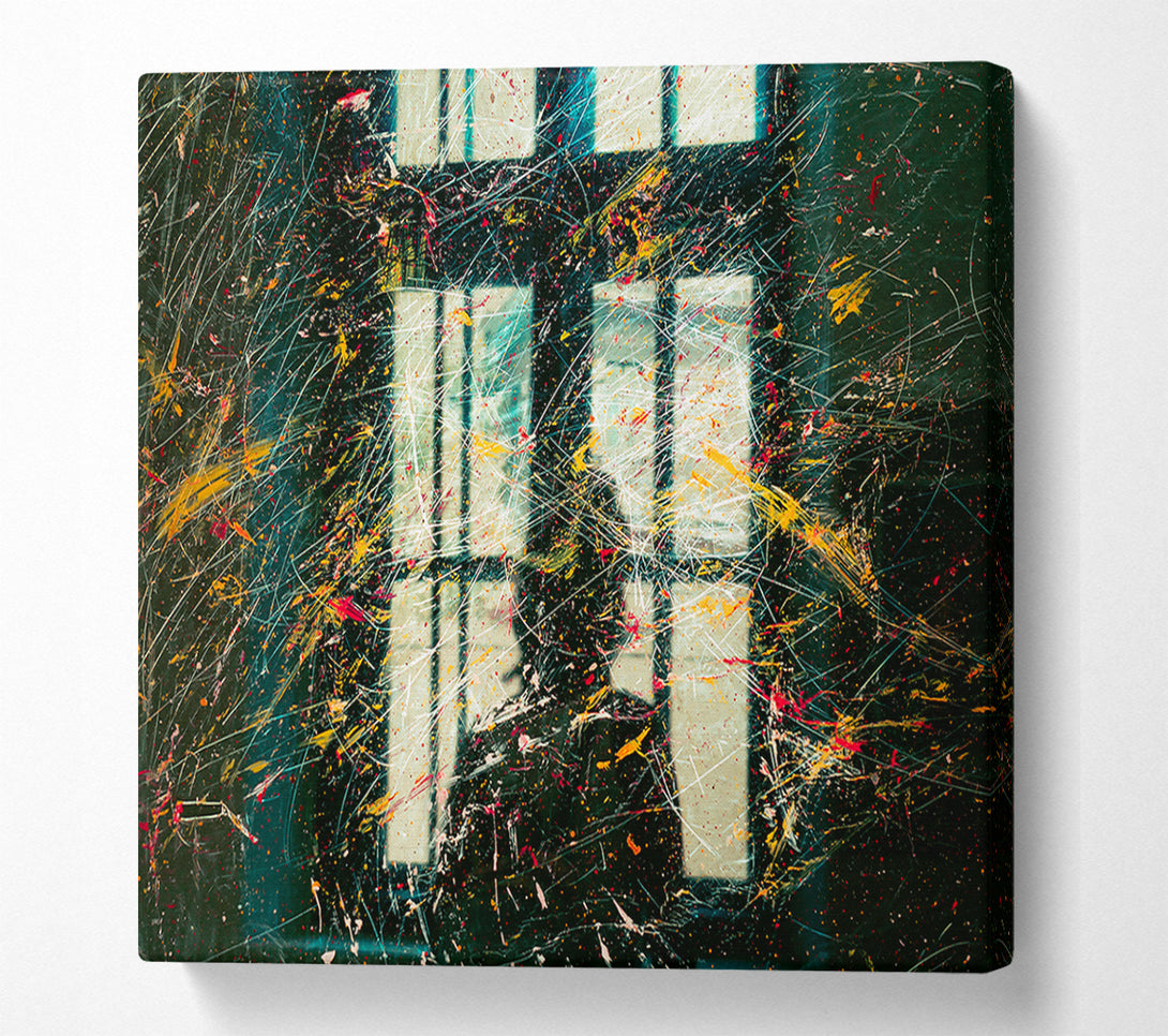  A Canvas Print of Teal Window Streaks Canvas Print