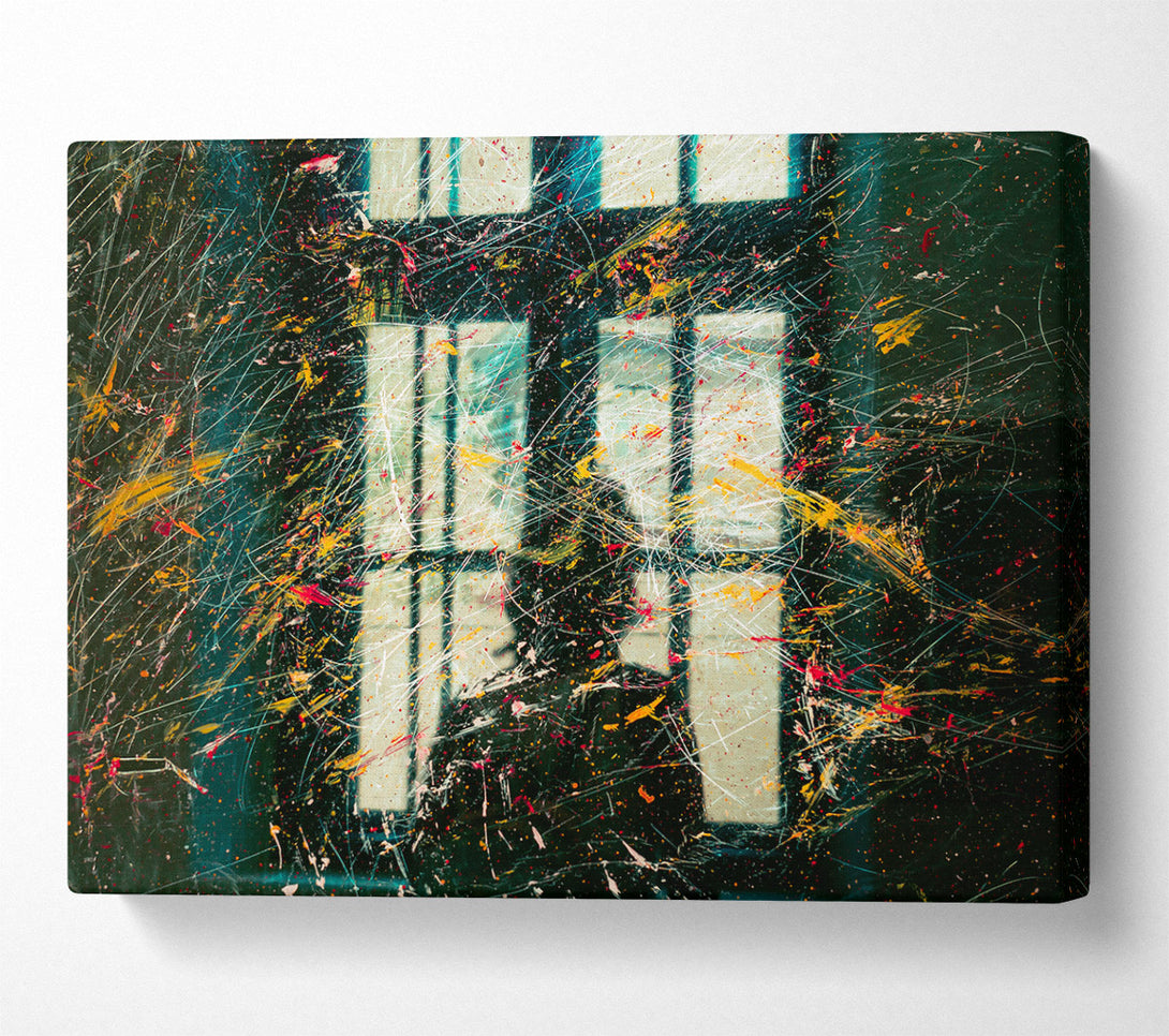  A Canvas Print of Teal Window Streaks Canvas Print