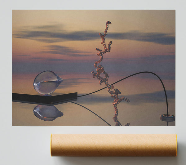 Orange Branch Reflection Poster