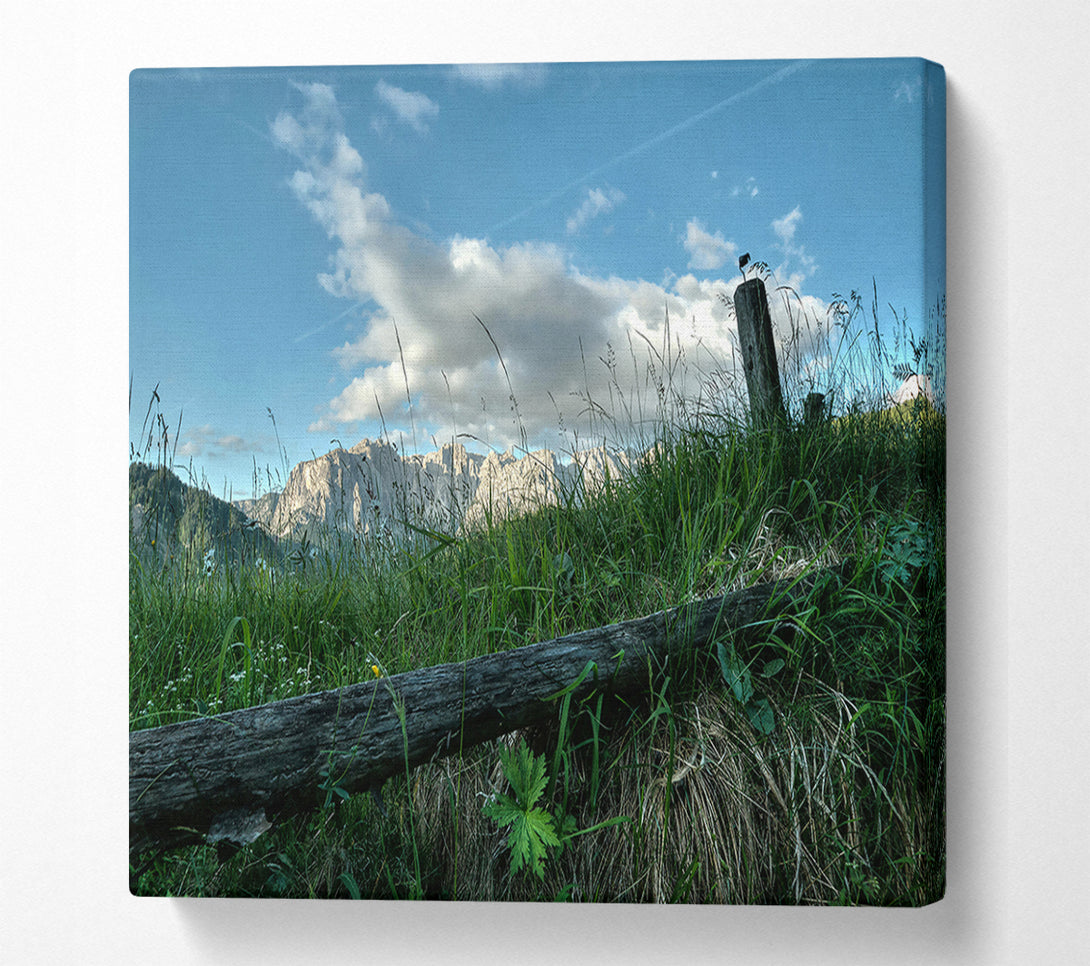  A Canvas Print of Green Mountain Fencepost Canvas Print