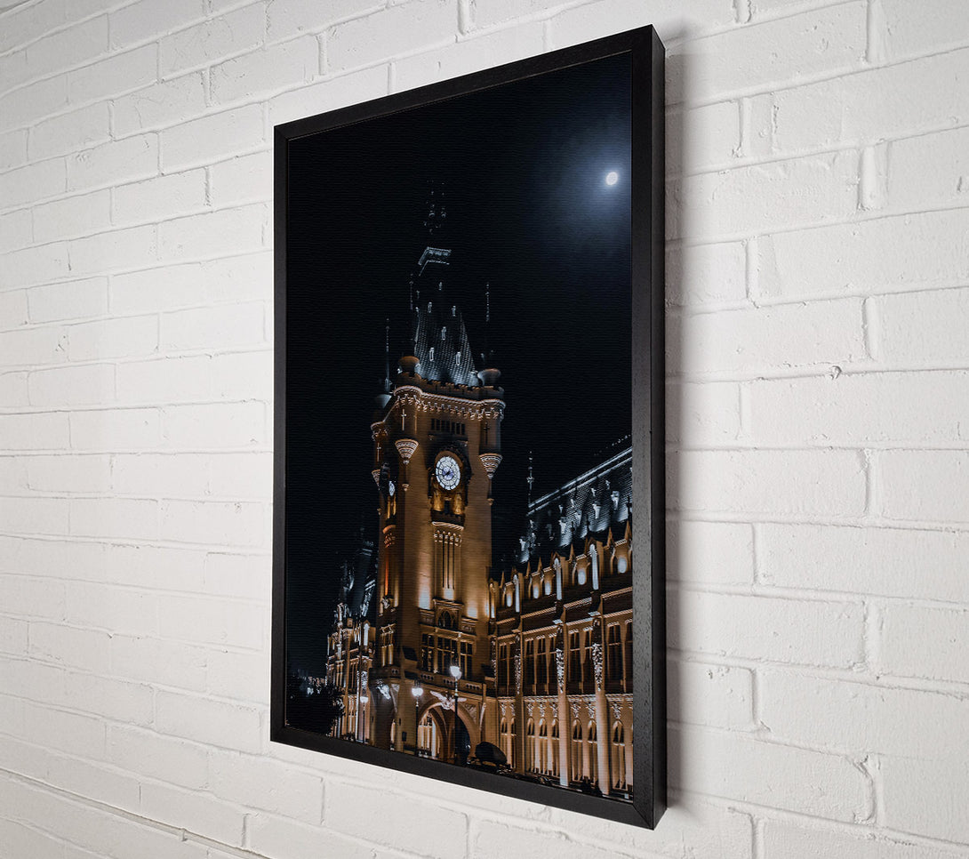  A Canvas Print of Golden Clocktower Night Canvas Art