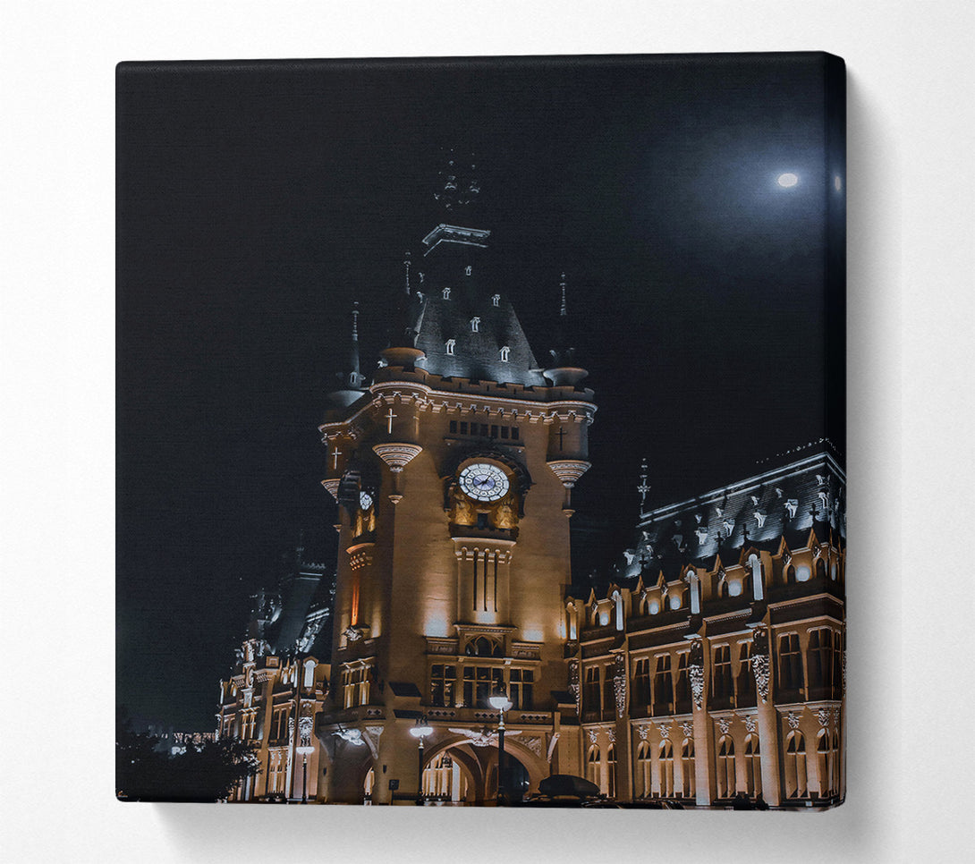  A Canvas Print of Golden Clocktower Night Canvas Art
