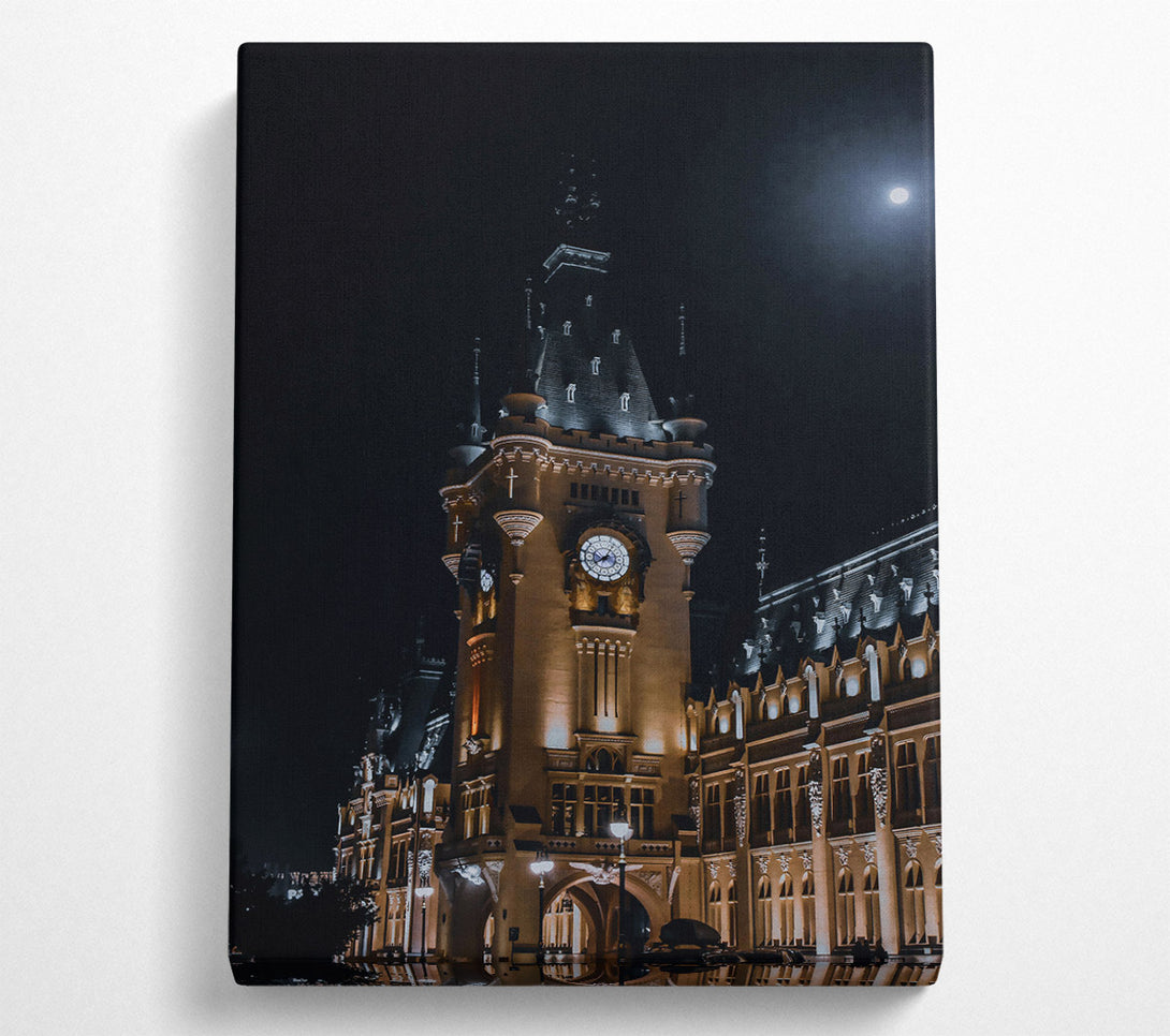  A Canvas Print of Golden Clocktower Night Canvas Art