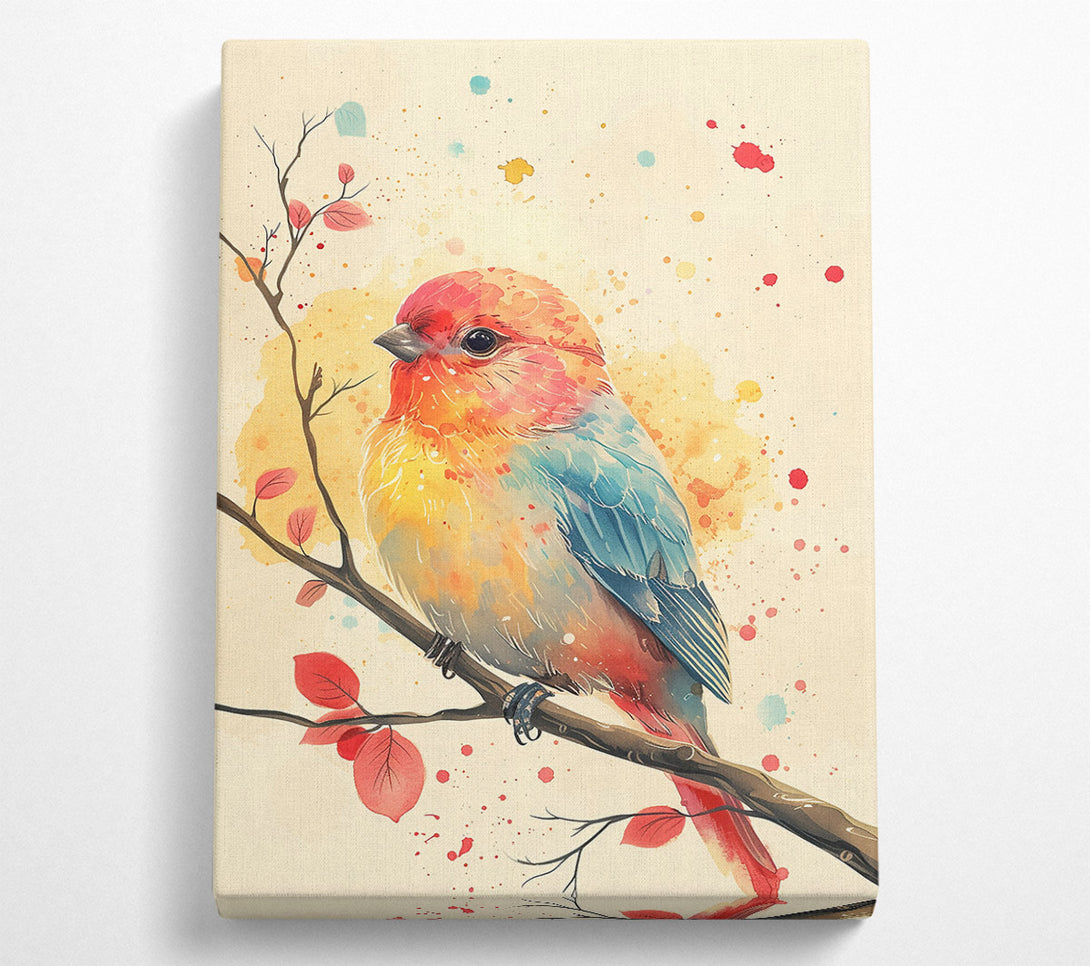  A Canvas Print of Pink Bird On Branch Canvas Wall Art