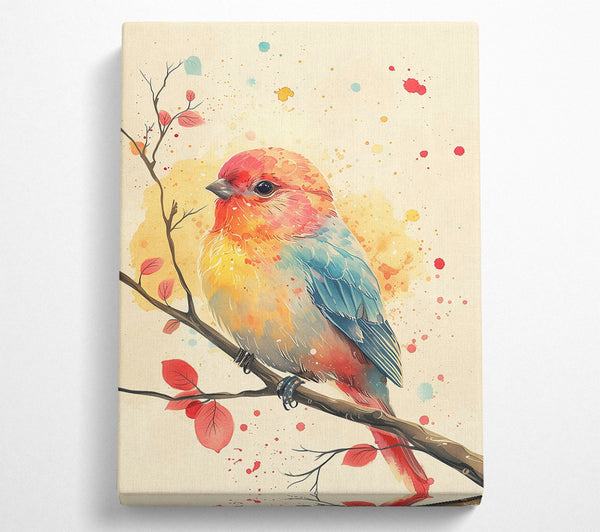  A Canvas Print of Pink Bird On Branch Canvas Wall Art