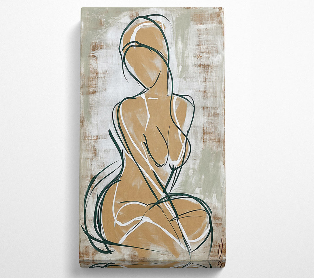  A Canvas Print of Tan Figure In Green Canvas Print