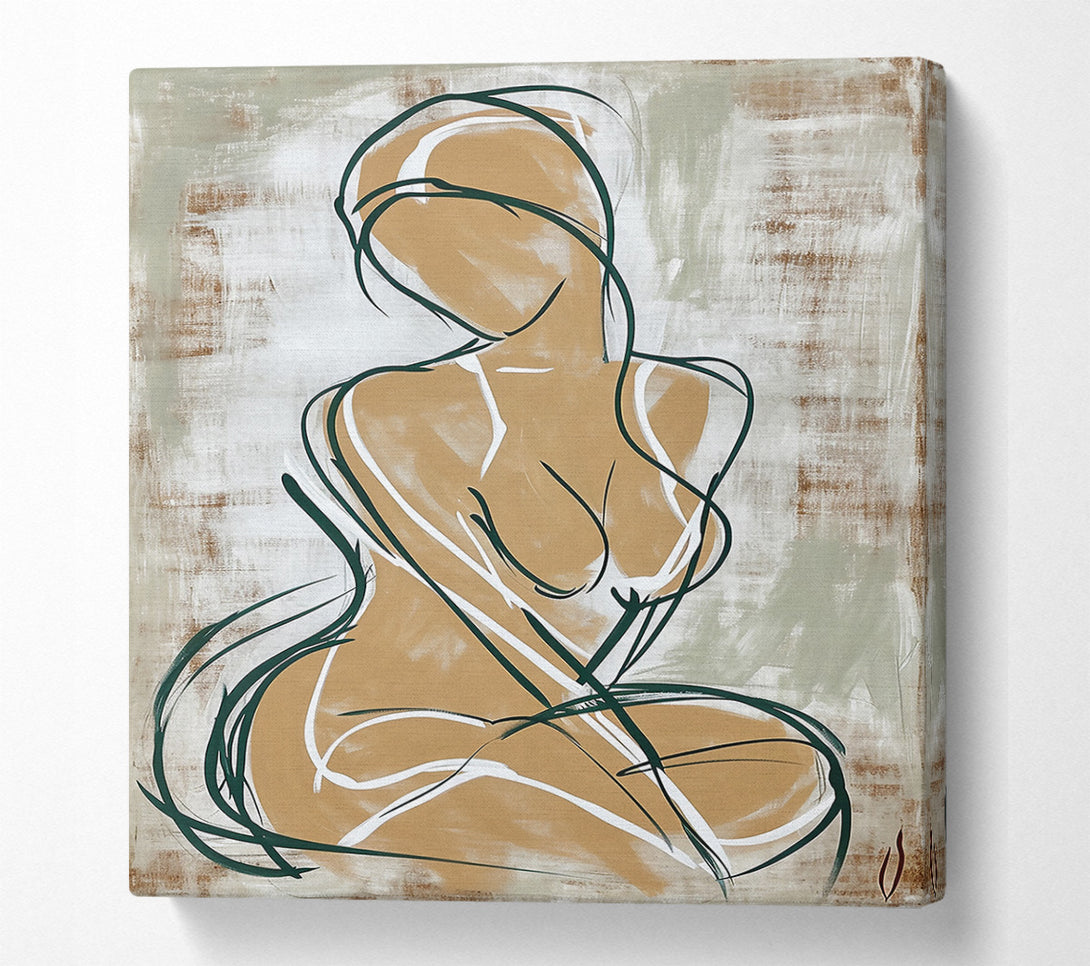  A Canvas Print of Tan Figure In Green Canvas Print