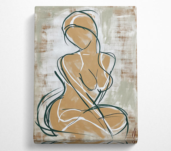  A Canvas Print of Tan Figure In Green Canvas Print