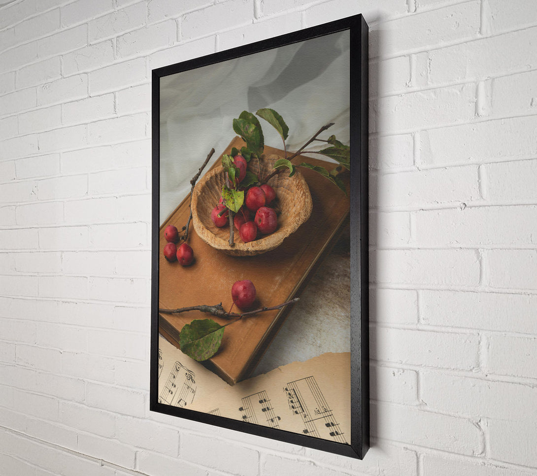  A Canvas Print of Crimson Apples On Wood Canvas Print