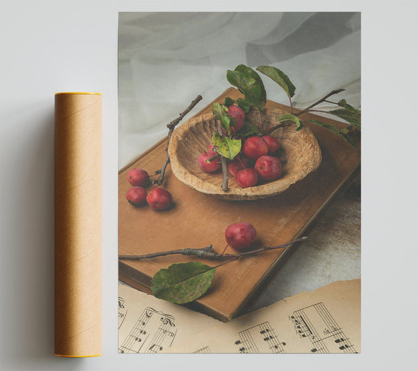 Crimson Apples On Wood Poster