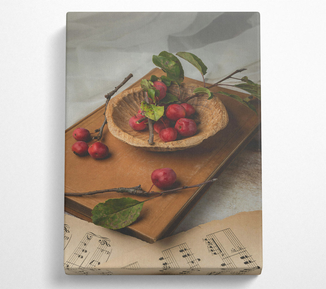 A Canvas Print of Crimson Apples On Wood Canvas Print