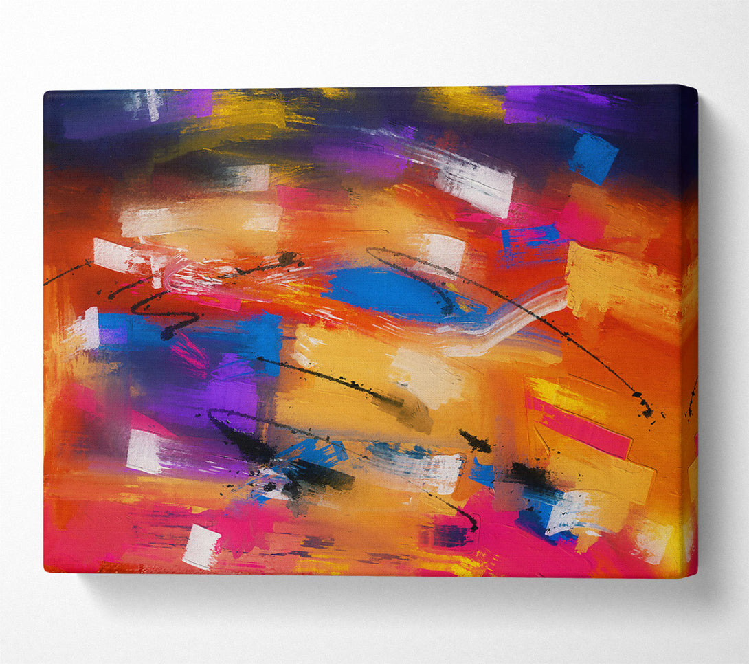  A Canvas Print of Orange Abstract Strokes Canvas Wall Art