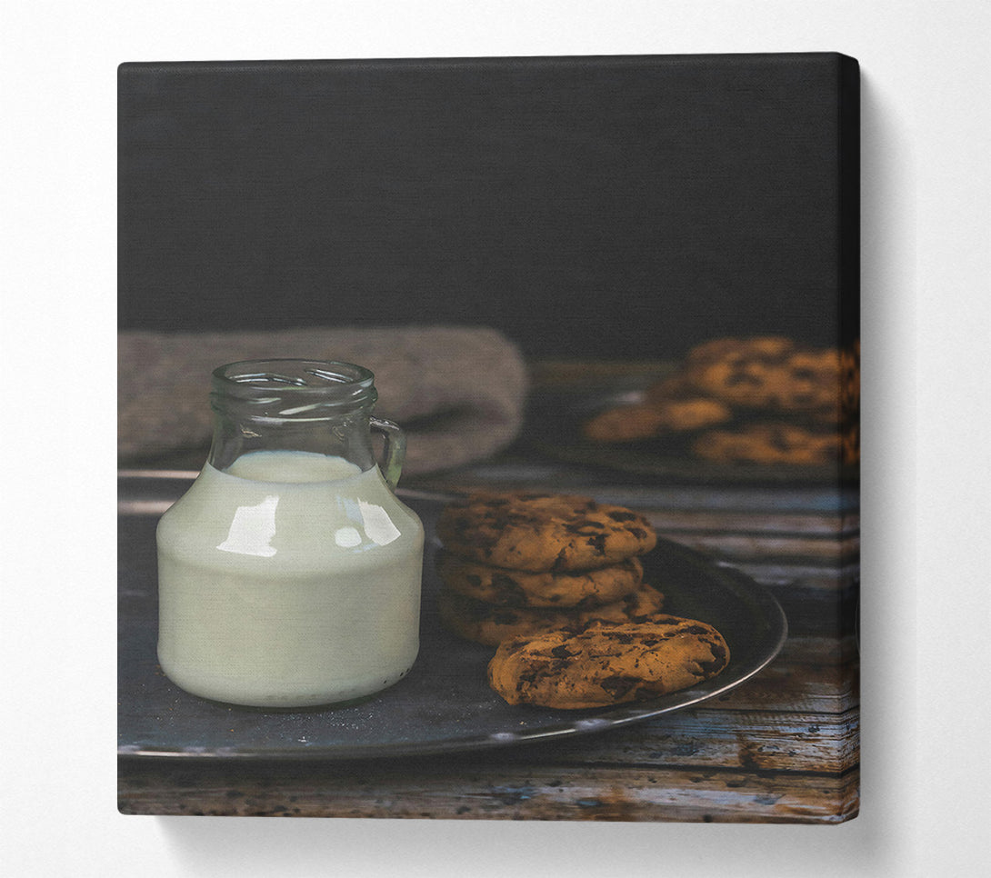  A Canvas Print of White Milk And Cookies Canvas Art