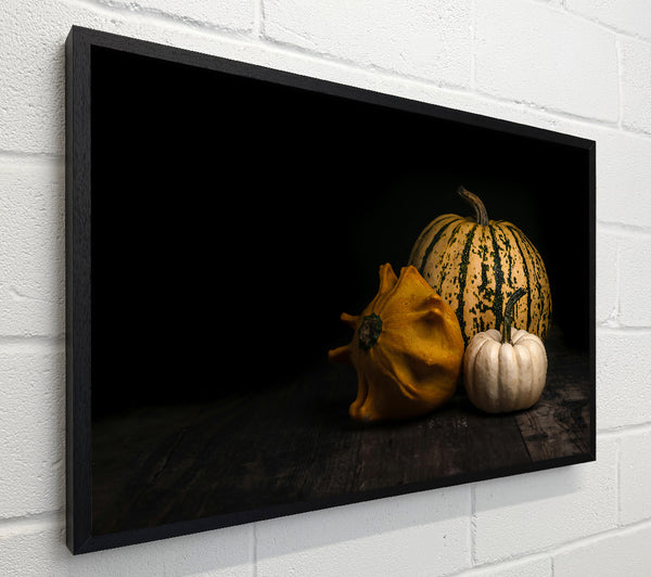Yellow Gourds On Wood