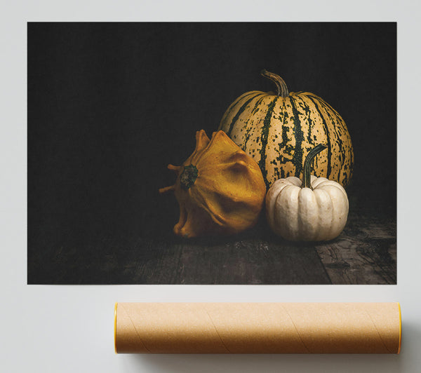 Yellow Gourds On Wood Giclee Print
