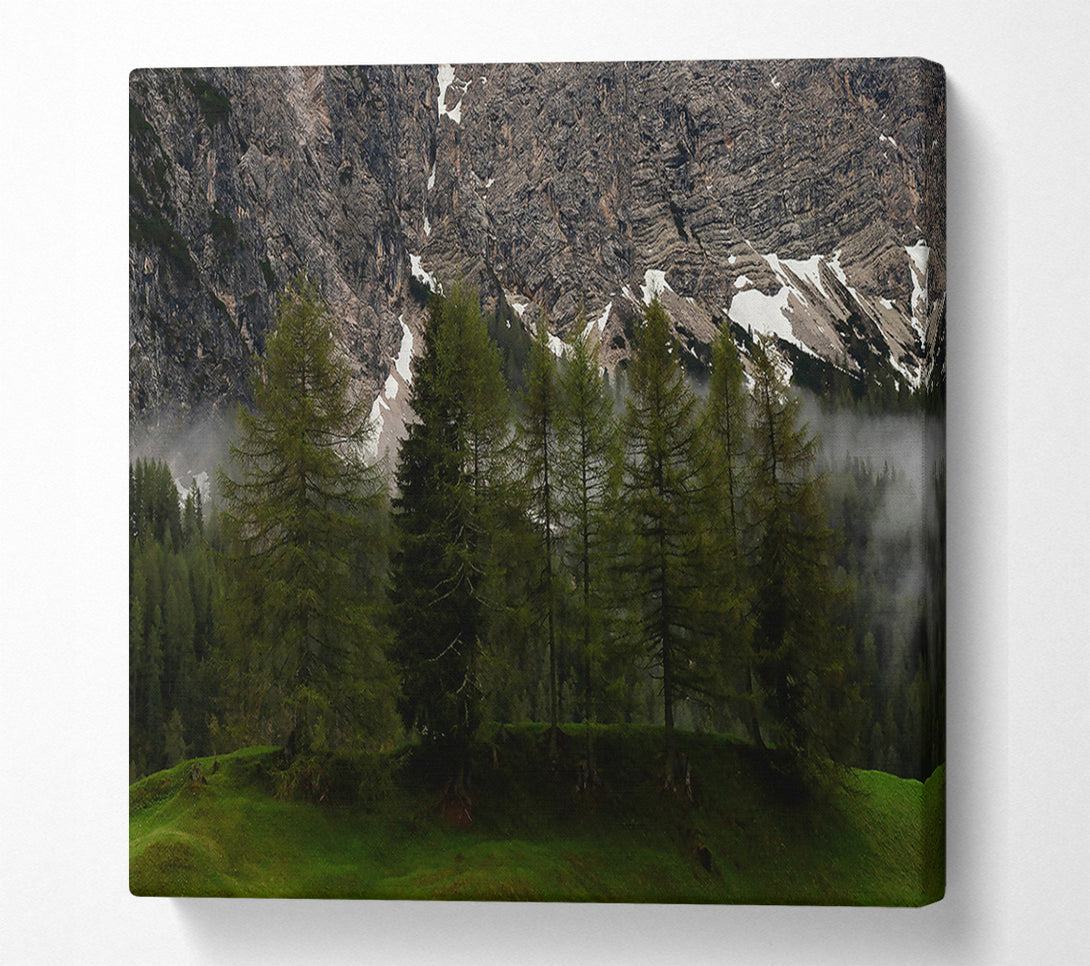  A Canvas Print of Green Foggy Mountainside Canvas Wall Art
