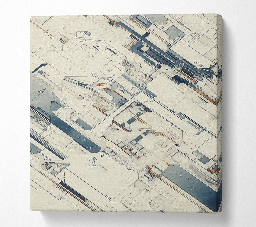  A Canvas Print of White Network Grids Canvas Wall Art