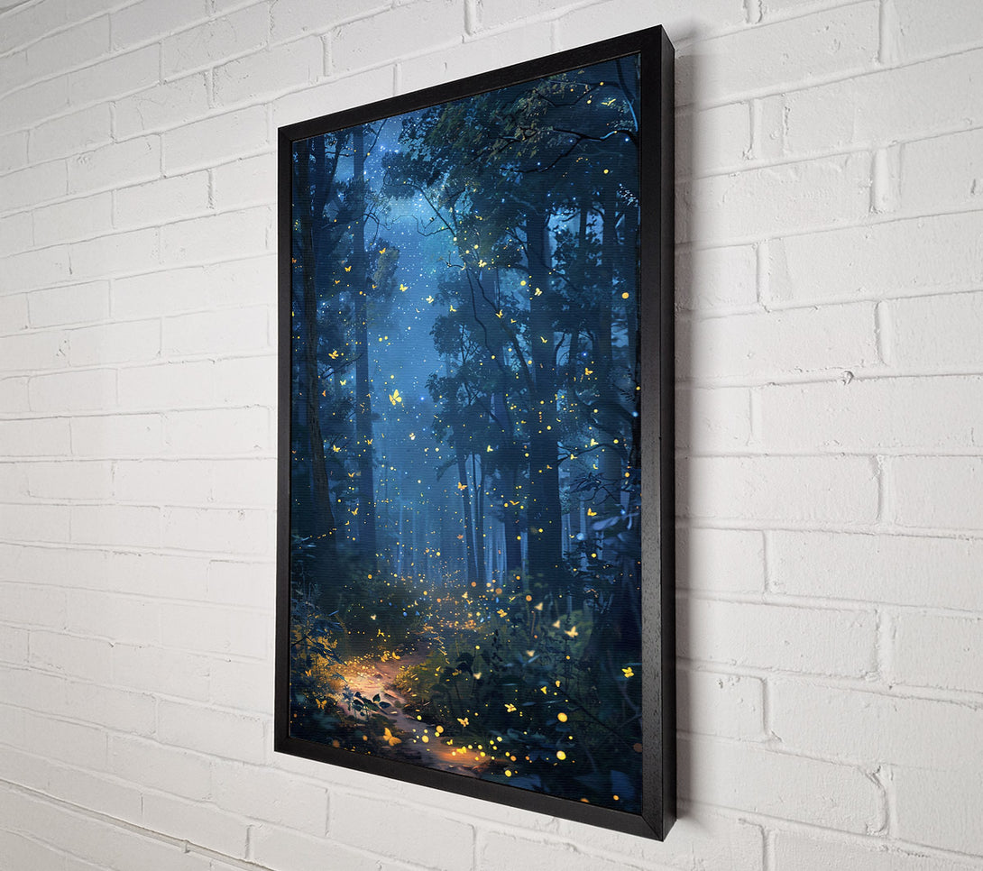  A Canvas Print of Blue Forest Fireflies Canvas Print